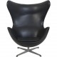 Arne Jacobsen vintage Ægget stol i sort læder 1963