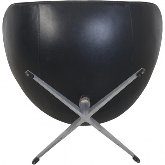 Arne Jacobsen vintage Ægget stol i sort læder 1963