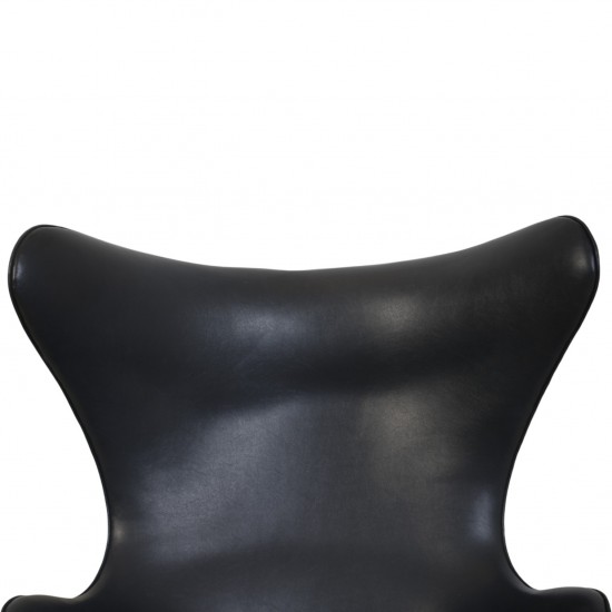 Arne Jacobsen vintage Ægget stol i sort læder 1963