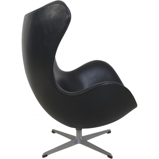 Arne Jacobsen vintage Ægget stol i sort læder 1963