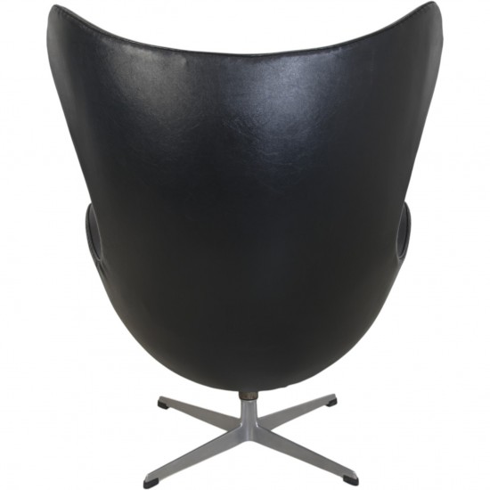 Arne Jacobsen vintage Ægget stol i sort læder 1963