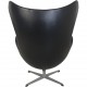 Arne Jacobsen vintage Ægget stol i sort læder 1963