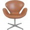 Arne Jacobsen høj Svane stol nybetrukket med cognac classic læder 2006