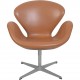 Arne Jacobsen høj Svane stol nybetrukket med cognac classic læder 2006