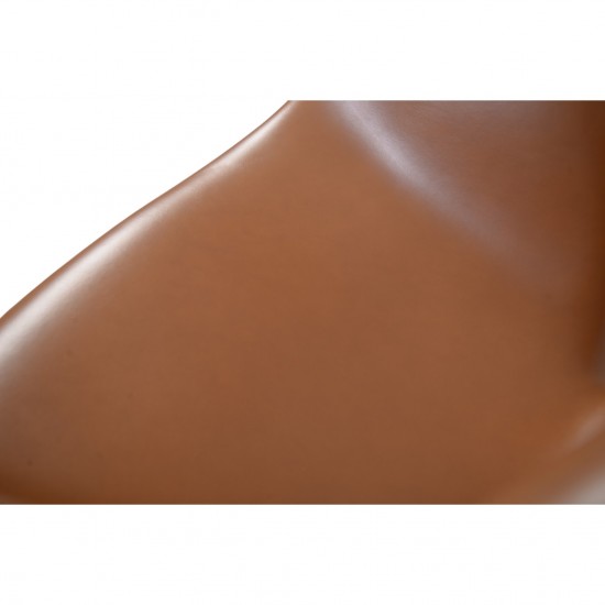 Arne Jacobsen høj Svane stol nybetrukket med cognac classic læder 2006