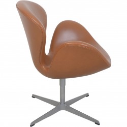 Arne Jacobsen høj Svane stol nybetrukket med cognac classic læder 2006