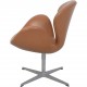 Arne Jacobsen høj Svane stol nybetrukket med cognac classic læder 2006