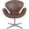 Arne Jacobsen høj Svane stol nybetrukket med mokka classic læder 2007