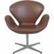 Arne Jacobsen høj Svane stol nybetrukket med mokka classic læder 2007