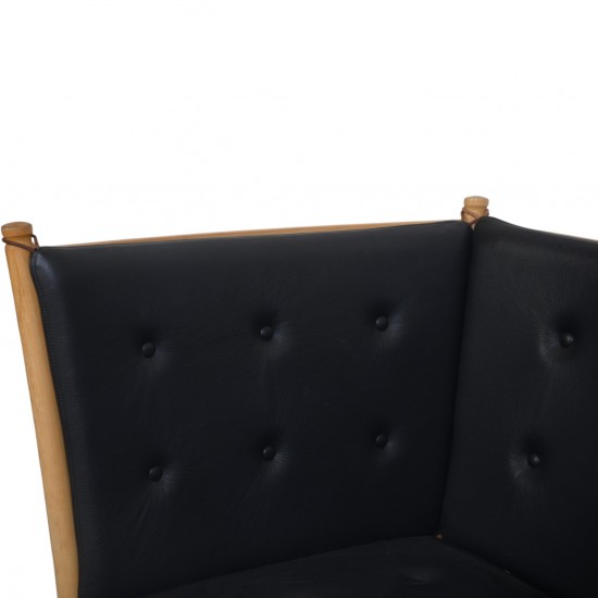 Børge Mogensen tremmesofa i sort læder 1988
