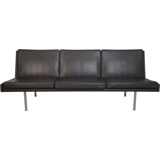 Hans Wegner AP35 3.personers sofa i sort læder 1970'erne