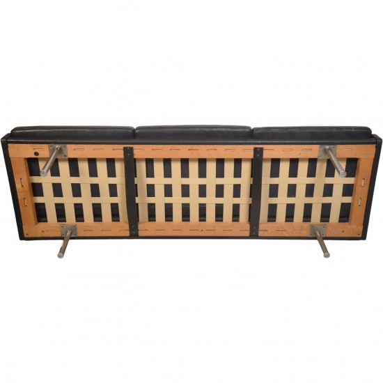 Hans Wegner AP35 3.personers sofa i sort læder 1970'erne