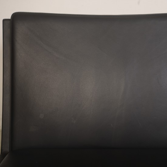 Hans Wegner AP35 3.personers sofa i sort læder 1970'erne