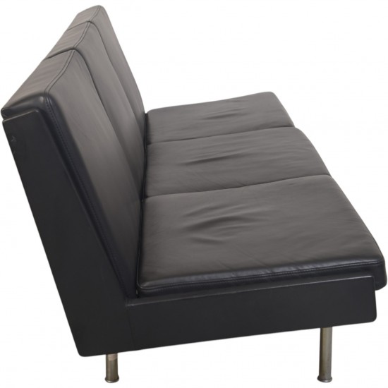 Hans Wegner AP35 3.personers sofa i sort læder 1970'erne