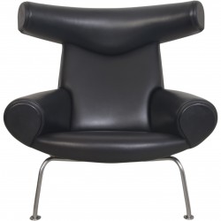 Hans Wegner Ox chair i sort læder 2000'erne