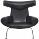 Hans Wegner Ox chair i sort læder 2000'erne