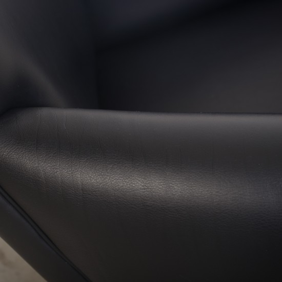 Hans Wegner Ox chair i sort læder 2000'erne
