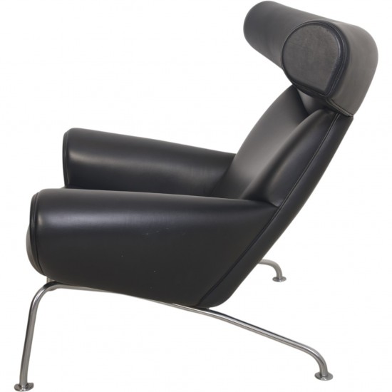 Hans Wegner Ox chair i sort læder 2000'erne