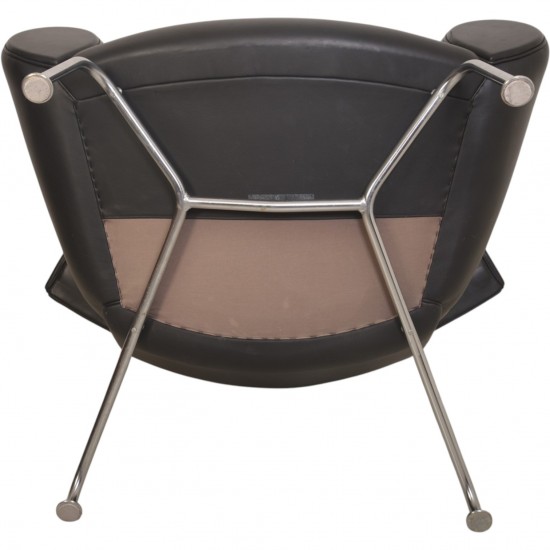 Hans Wegner Ox chair i sort læder 2000'erne
