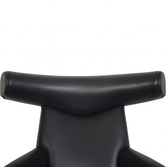 Hans Wegner Ox chair i sort læder 2000'erne