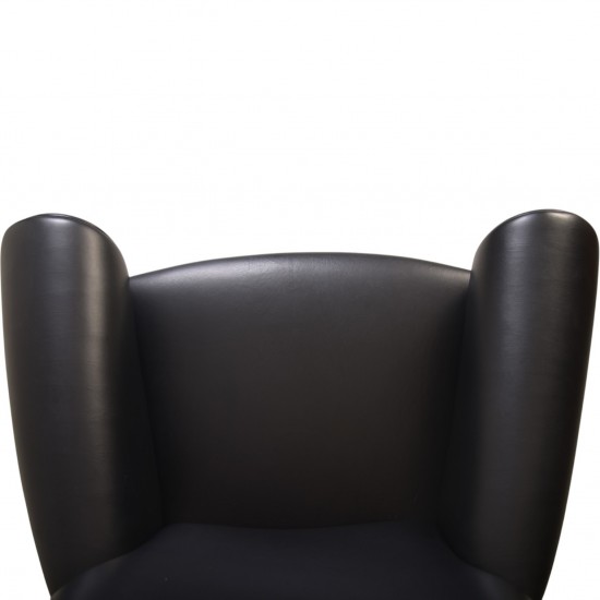 Hans Wegner Ox chair i sort læder 2000'erne