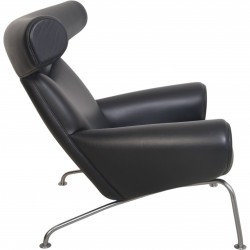 Hans Wegner Ox chair i sort læder 2000'erne