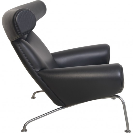 Hans Wegner Ox chair i sort læder 2000'erne