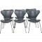Sæt af 6 Arne Jacobsen Syver stole i gråt læder 1986