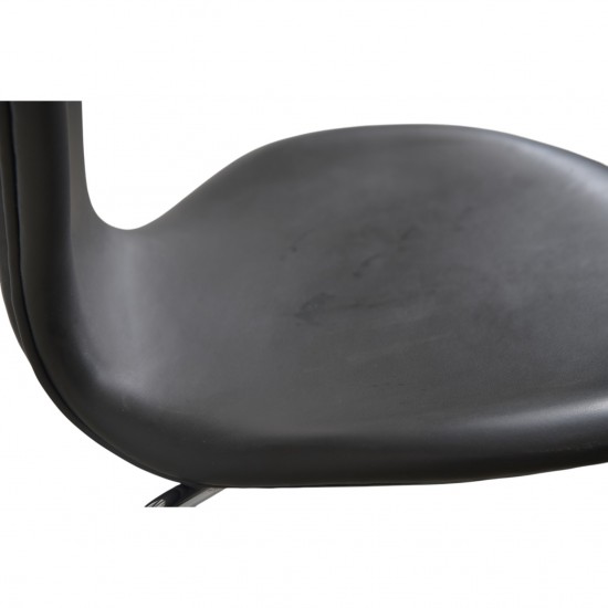Sæt af 6 Arne Jacobsen Syver stole i gråt læder 1986