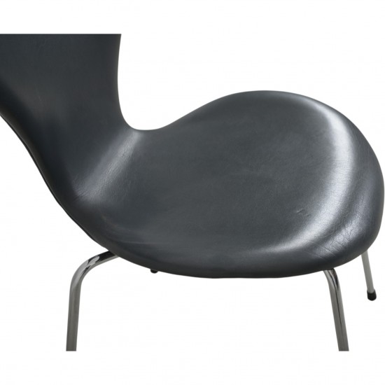 Sæt af 6 Arne Jacobsen Syver stole i gråt læder 1986