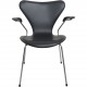 Sæt af 5 Arne Jacobsen Syver armstole i sort læder 1990'erne