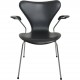 Sæt af 5 Arne Jacobsen Syver armstole i sort læder 1990'erne