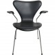 Sæt af 5 Arne Jacobsen Syver armstole i sort læder 1990'erne