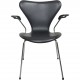 Sæt af 5 Arne Jacobsen Syver armstole i sort læder 1990'erne