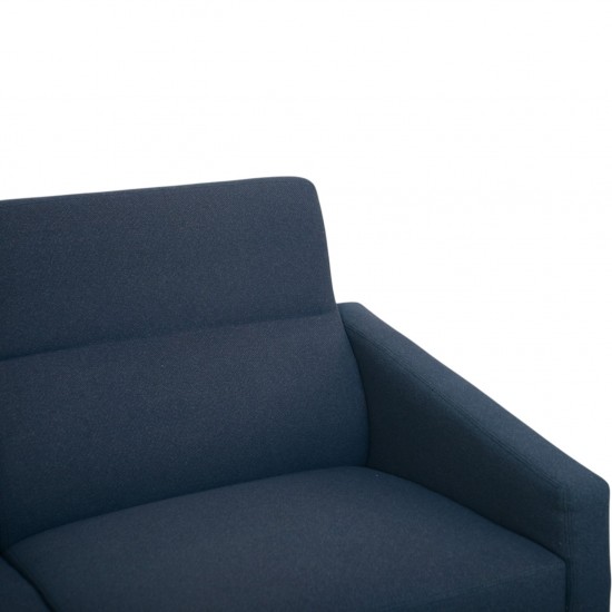 Arne Jacobsen 3303 3.seater airport sofa in blue fabric 1984
