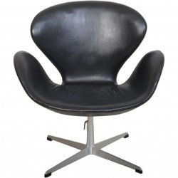 Arne Jacobsen Vintage Svane stol i sort læder 1964