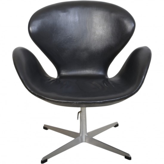 Arne Jacobsen Vintage Svane stol i sort læder 1964
