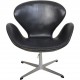 Arne Jacobsen Vintage Svane stol i sort læder 1964