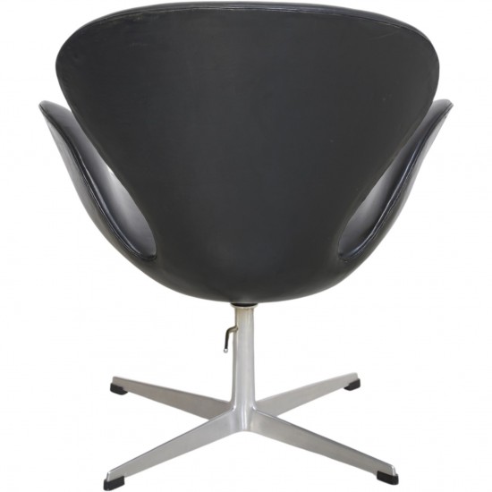 Arne Jacobsen Vintage Svane stol i sort læder 1964