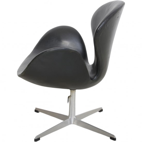 Arne Jacobsen Vintage Svane stol i sort læder 1964