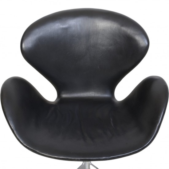 Arne Jacobsen Vintage Svane stol i sort læder 1964