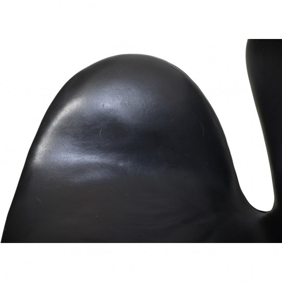 Arne Jacobsen Vintage Svane stol i sort læder 1964