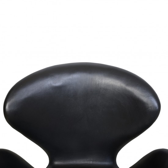 Arne Jacobsen Vintage Svane stol i sort læder 1964