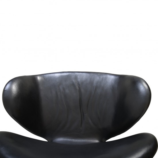 Arne Jacobsen Vintage Svane stol i sort læder 1964