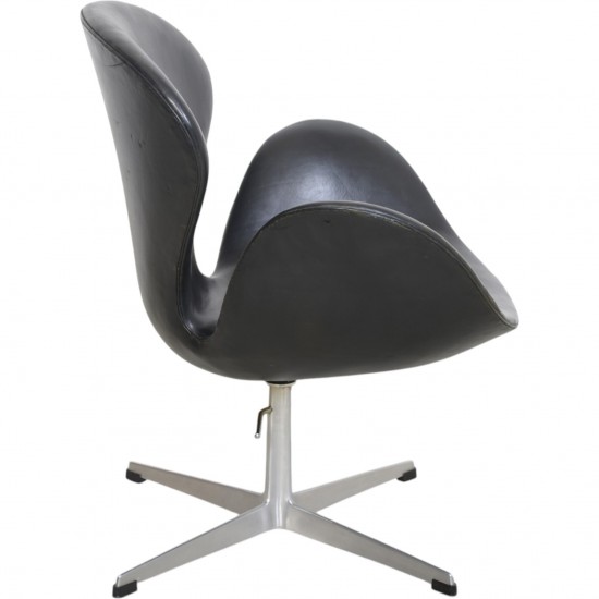 Arne Jacobsen Vintage Svane stol i sort læder 1964