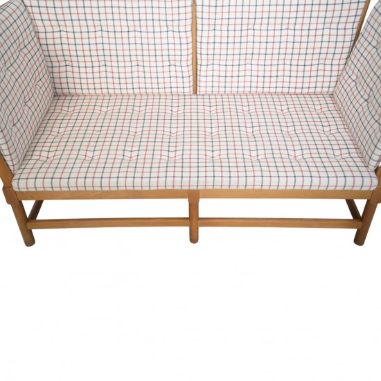 Børge Mogensen spoke back sofa in beech and cotil fabric 1990s