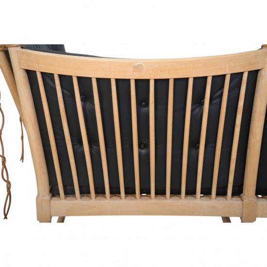 Børge Mogensen Spoke back sofa in beech and black leather 1963