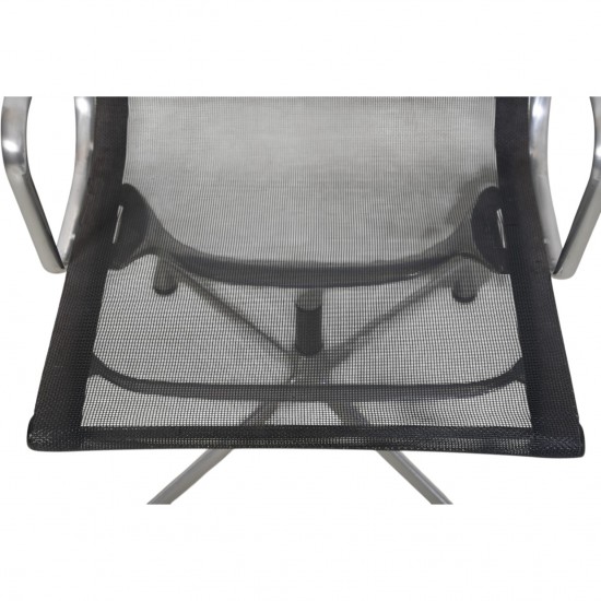 Charles Eames Ea-108 chair in black mesh and aluminium 2000s
