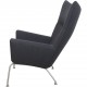 Hans Wegner Wingchair with stool in grey fabric 2019