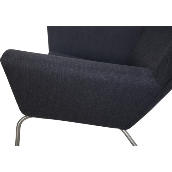 Hans Wegner Wingchair with stool in grey fabric 2019